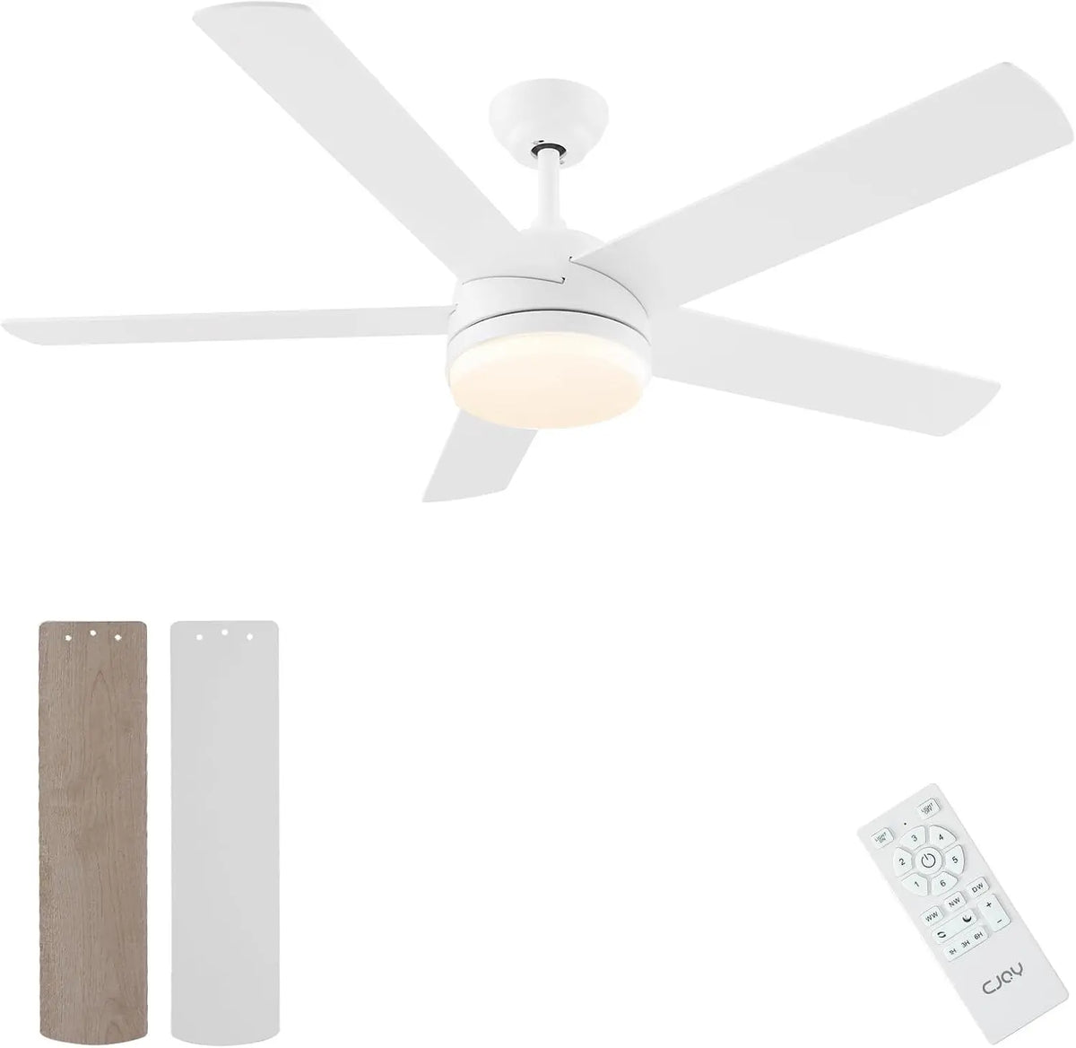 CJOY ventilateur 152cm, à fonctionnement silencieux, coloris blanc