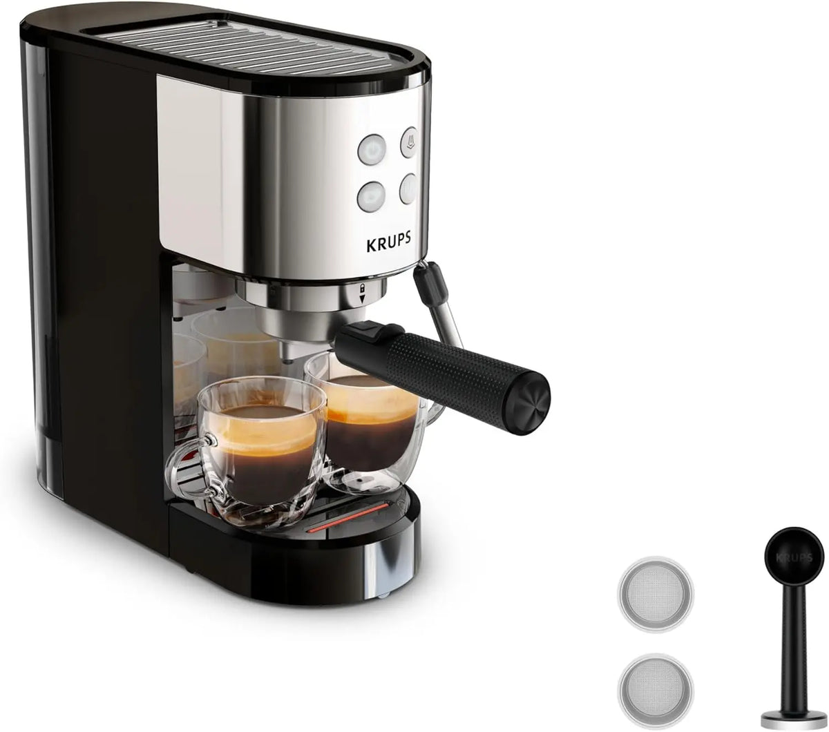 KRUPS machine à café, format compact, coloris argenté