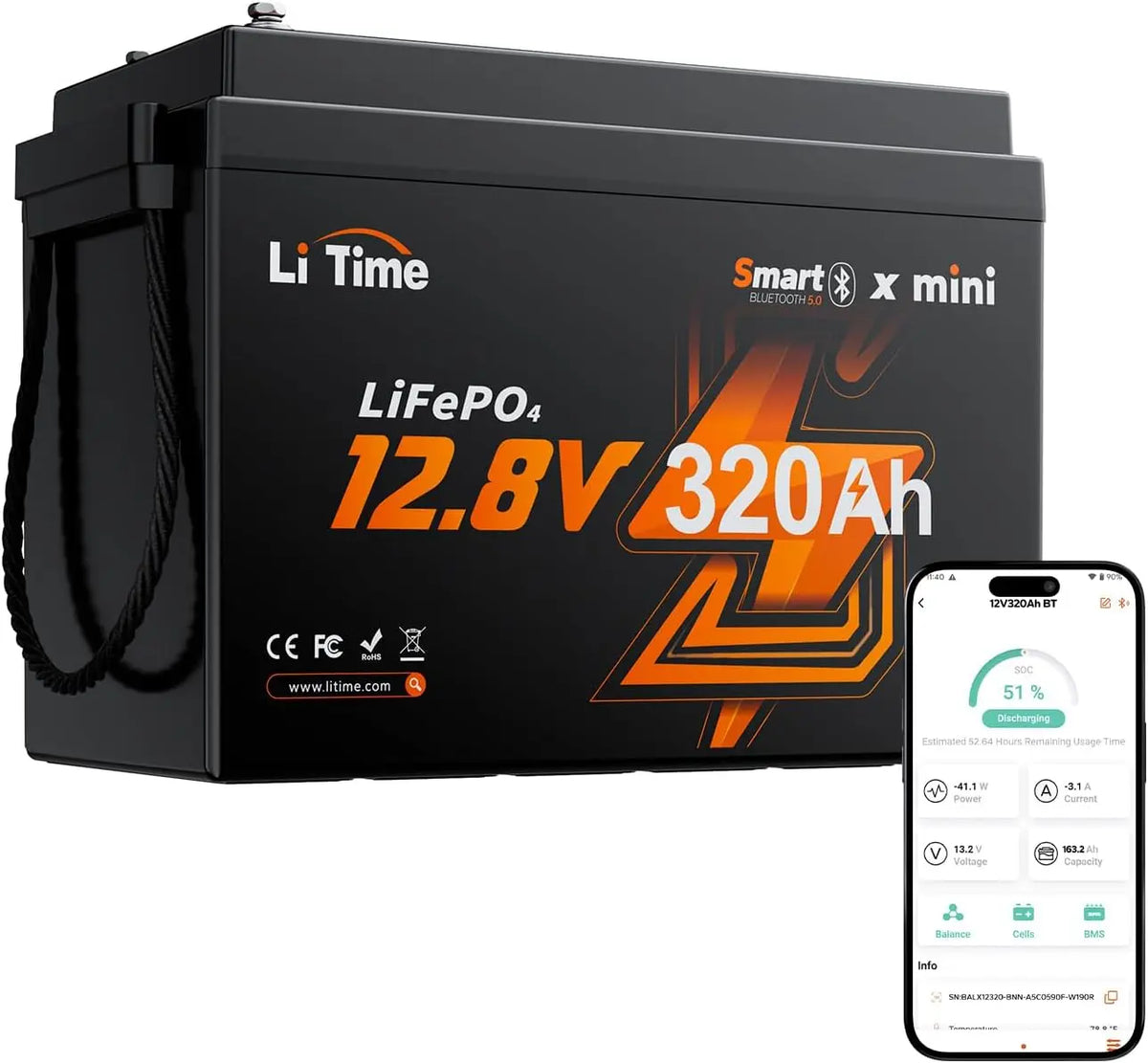 LiTime batterie rechargeable LiFePO4, format compact