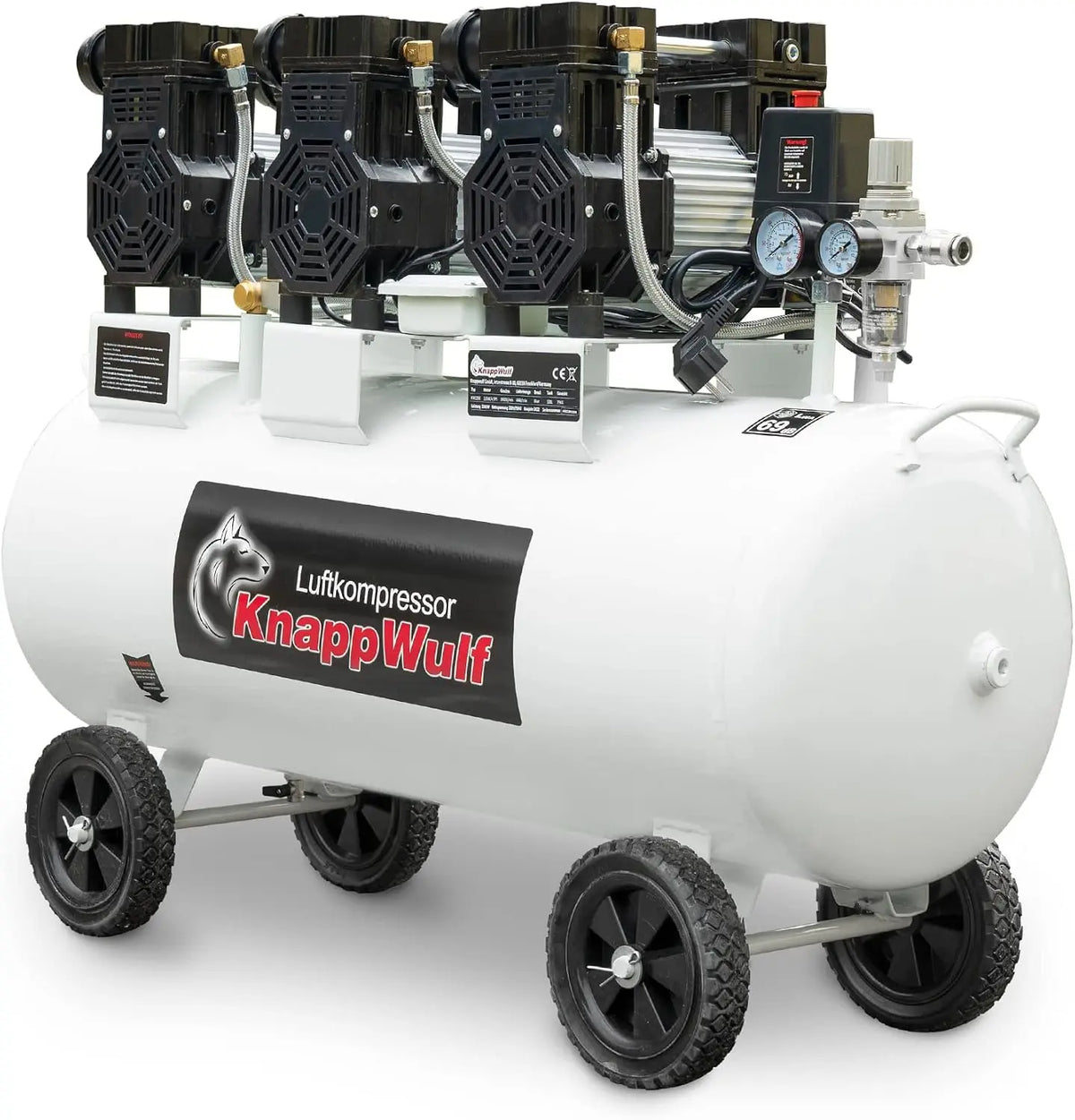 KnappWulf compresseur d'air KW2200, capacité 100 L, puissance 3300 W, à fonctionnement silencieux, cuisson sans huile