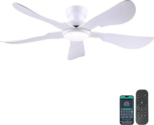 ventilateur de plafond, avec fonctions connectées, installation encastrable, avec télécommande, coloris blanc