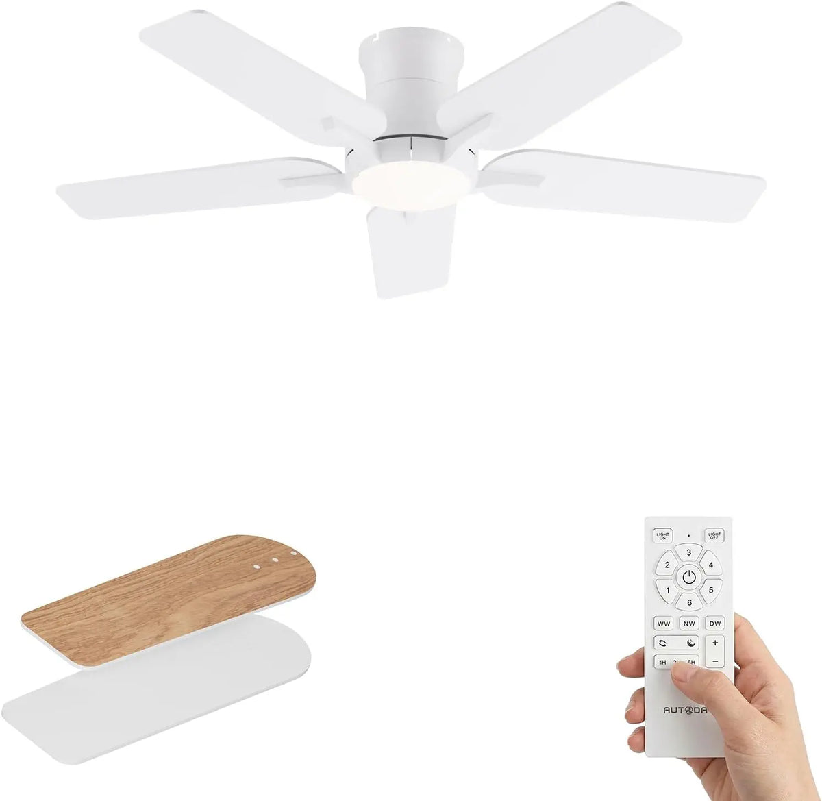 ventilateur de plafond 122cm, coloris blanc