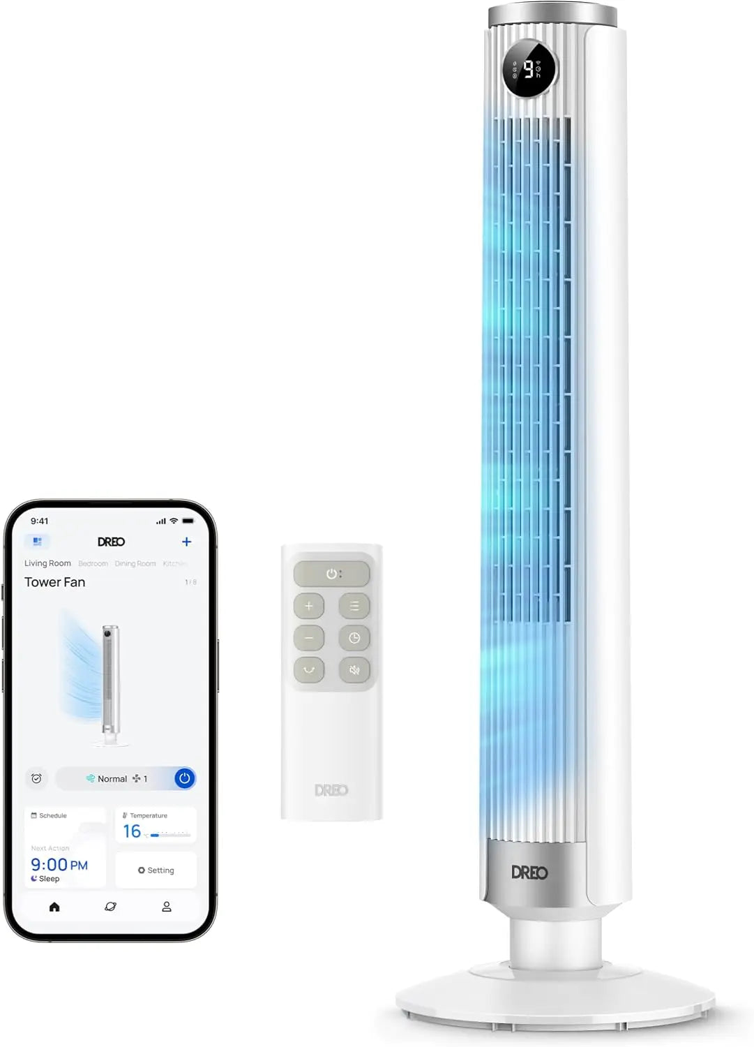 DREO ventilateur 554S, à fonctionnement silencieux, avec minuterie, réglage adaptable
