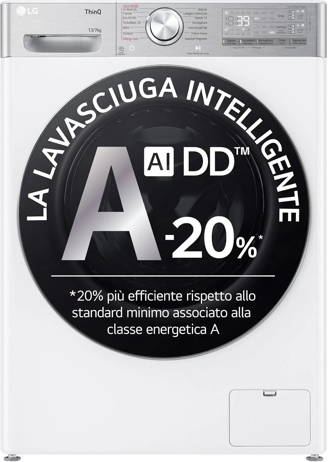 LG lave-linge D4R9513TPWC, avec connexion Wi-Fi, coloris blanc