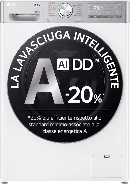 LG lave-linge D4R9513TPWC, avec connexion Wi-Fi, coloris blanc