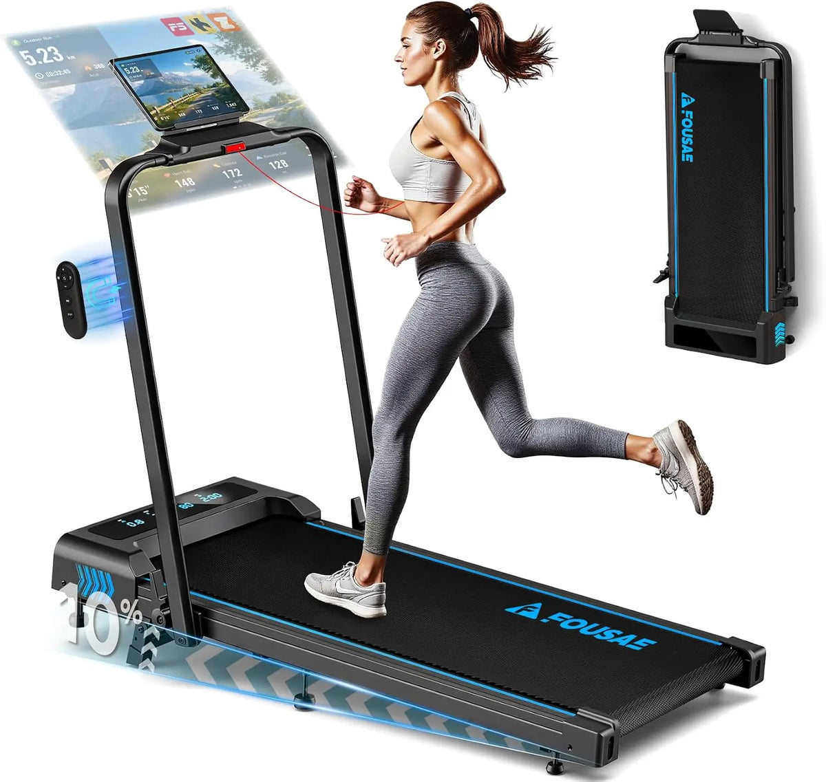 Tapis tapis de course motorisé 75CV, avec fonctions connectées, à fonctionnement silencieux, avec télécommande