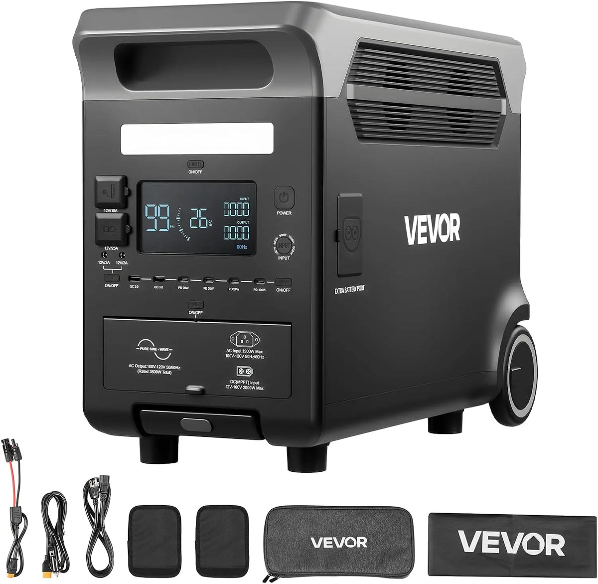 VEVOR kit solaire LiFePO4, puissance 3600 W, format compact, réglage adaptable
