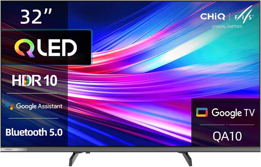 CHIQ téléviseur connecté 32QA10, écran 32 pouces, avec fonctions connectées, écran QLED, compatible HDR