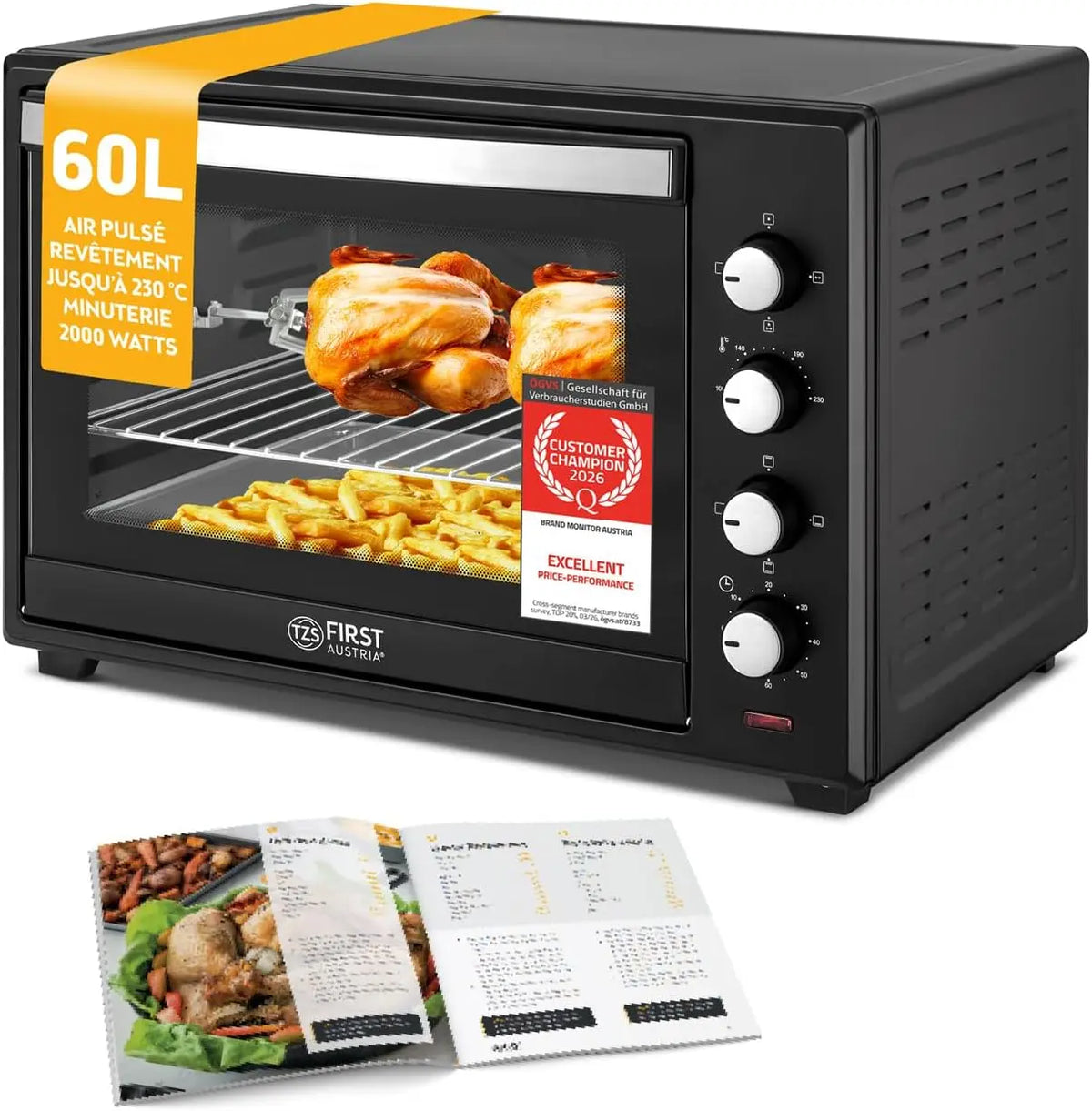 TZS four électrique, capacité 60 L, puissance 2000 W, avec minuterie