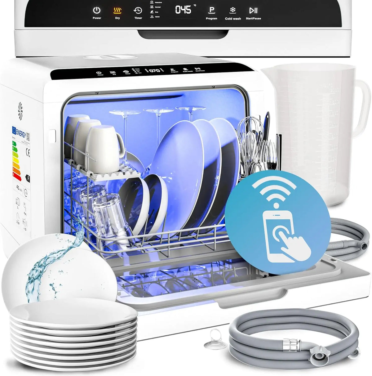 MONZANA lave-vaisselle, capacité 4,5 L, avec connexion Wi-Fi, avec fonctions connectées, coloris noir