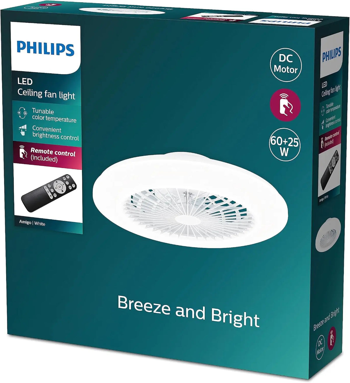 Philips ventilateur 52cm, avec télécommande, coloris blanc