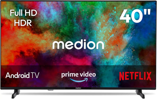 MEDION téléviseur connecté, écran 40 pouces, avec connexion Bluetooth, avec fonctions connectées, compatible HDR